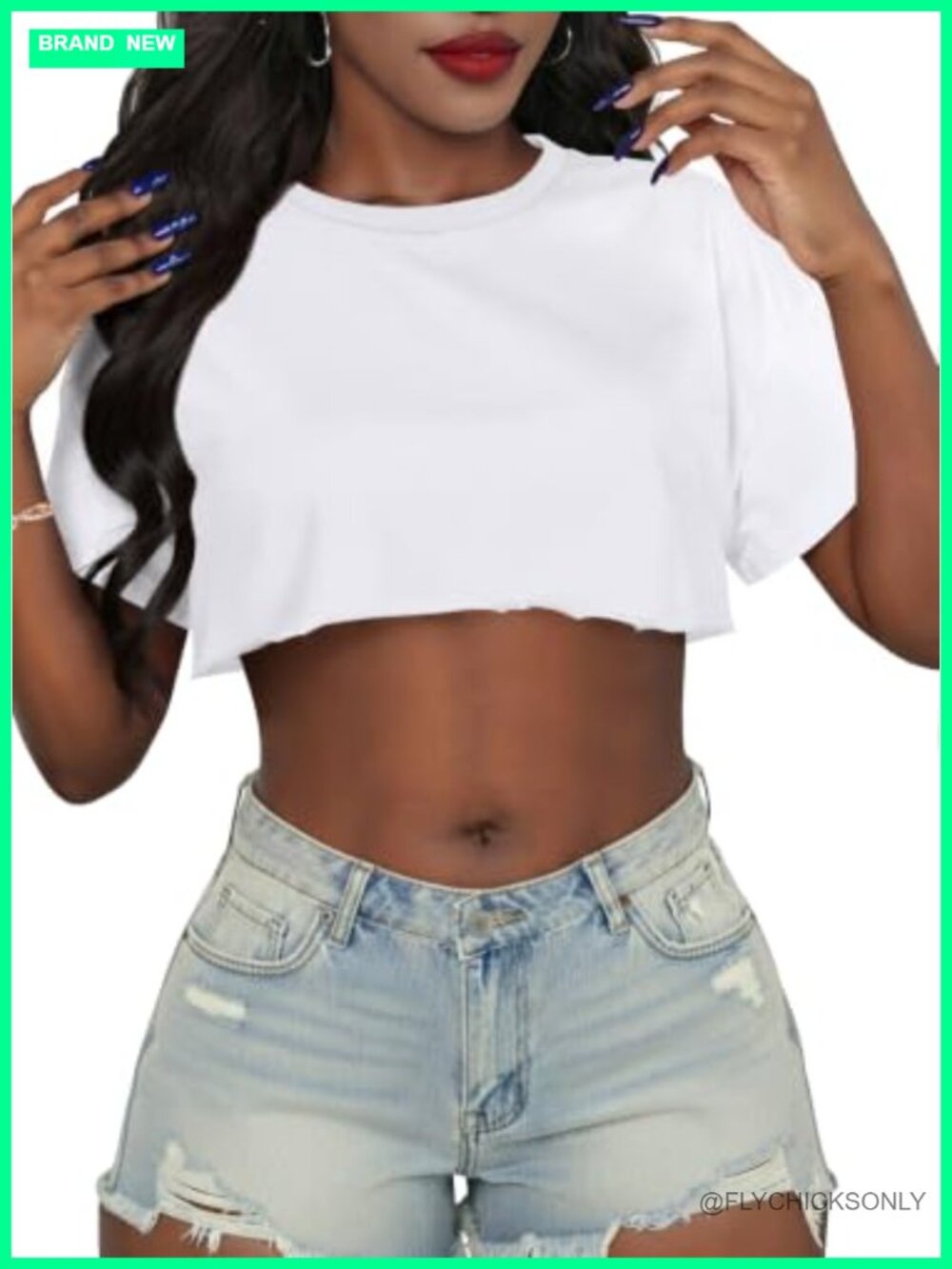 Womens Oversized Crop Top Short Sleeve Crewneck Cropped T-Shirt